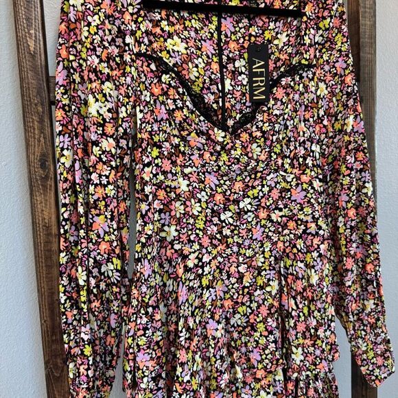 NWT AFRM Floral Crepe Tiered Fit & Flare Mini Dress - Picture 5 of 6